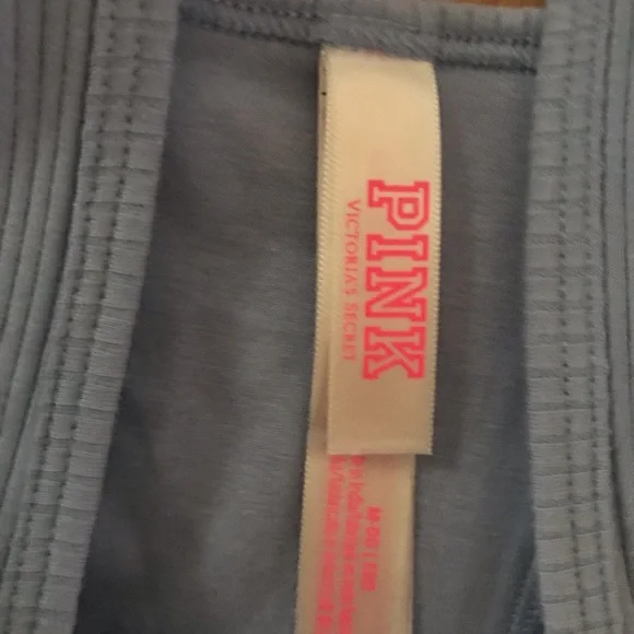 Pink corset cropped Blue Ribbed Tank size medium - Picture 3 of 3